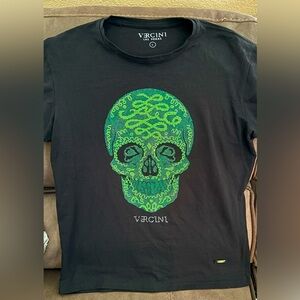 Vercini Las Vegas Bling Skull Shirt. size L. Unisex Authentic, Like New